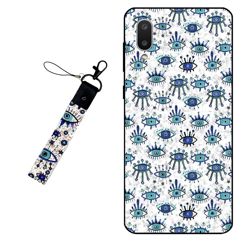 کاور مگافون طرح چشم نظر مدل 6464 مناسب برای گوشی موبایل سامسونگ Galaxy A02 به همراه بند آویز