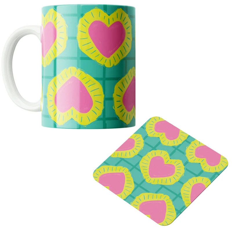 ماگ مدل قلبی کد DKC337 به همراه زیر لیوانی