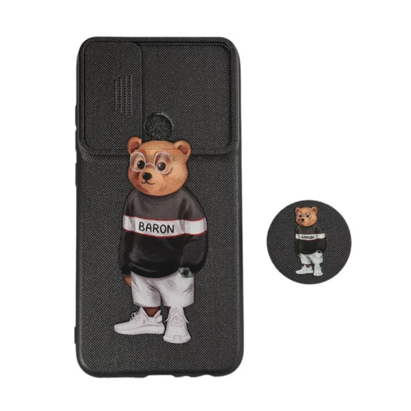 کاور طرح خرس کد 876 مناسب برای گوشی موبایل شیائومی Redmi Note 8 به همراه پاپ سوکت