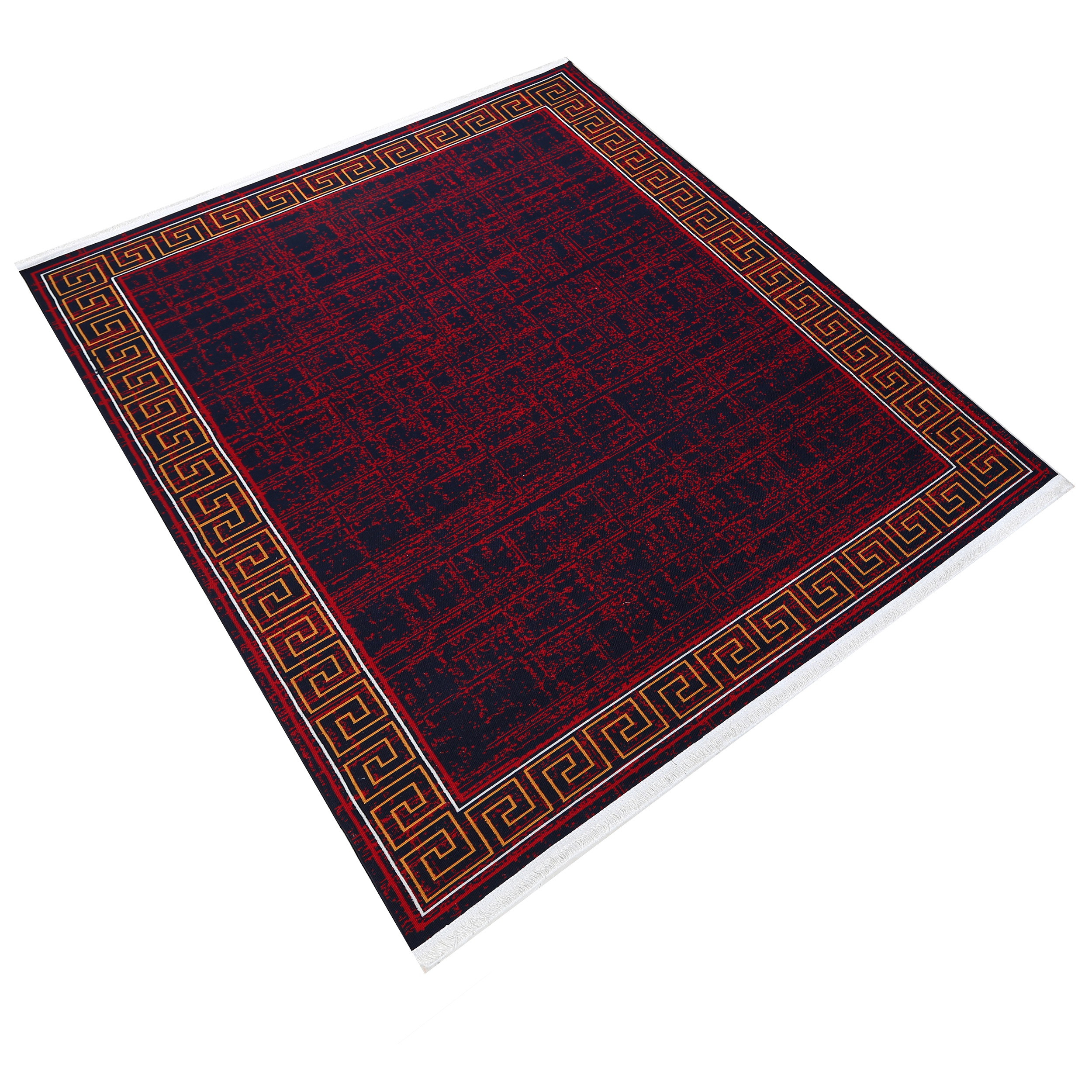 گلیم ماشینی دنیای فرش مدل ورساچ کد 1904 زمینه لاکی