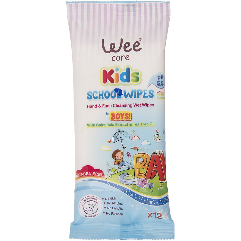 دستمال مرطوب دست و صورت کودک وی مدل Boys بسته 12 عددی