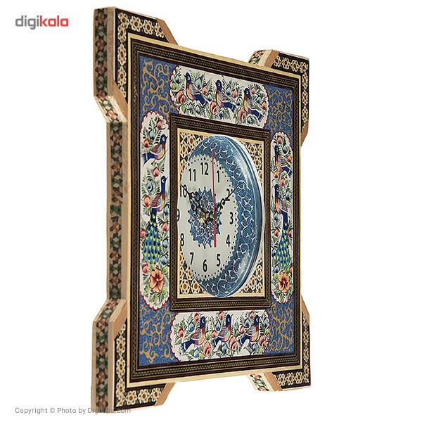 ساعت خاتم کارگاه رستا با صفحه میناکاری شده طرح گل و مرغ قطر 15 سانتی متر