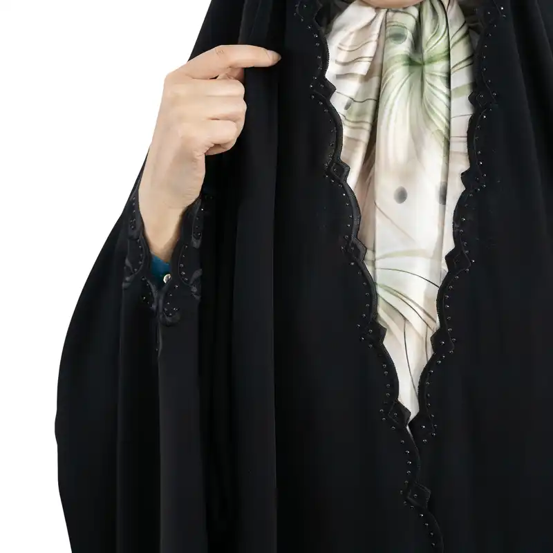 چادر عبایی مدل گلدوزی نگین کوب
