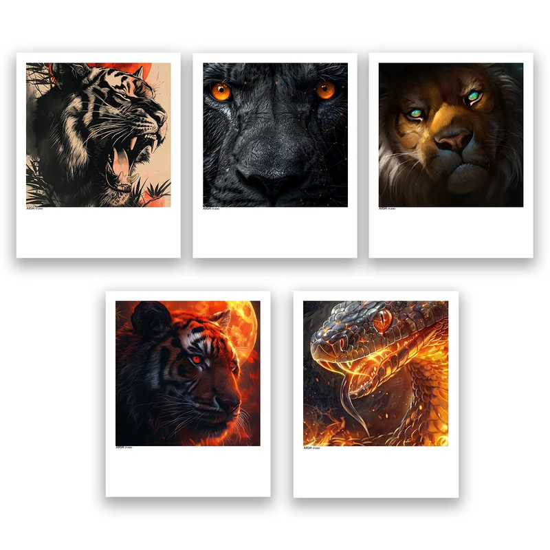 آویز تزیینی عرش مدل فانتزی شیر و ببر کد Asa926 مجموعه پنج عددی