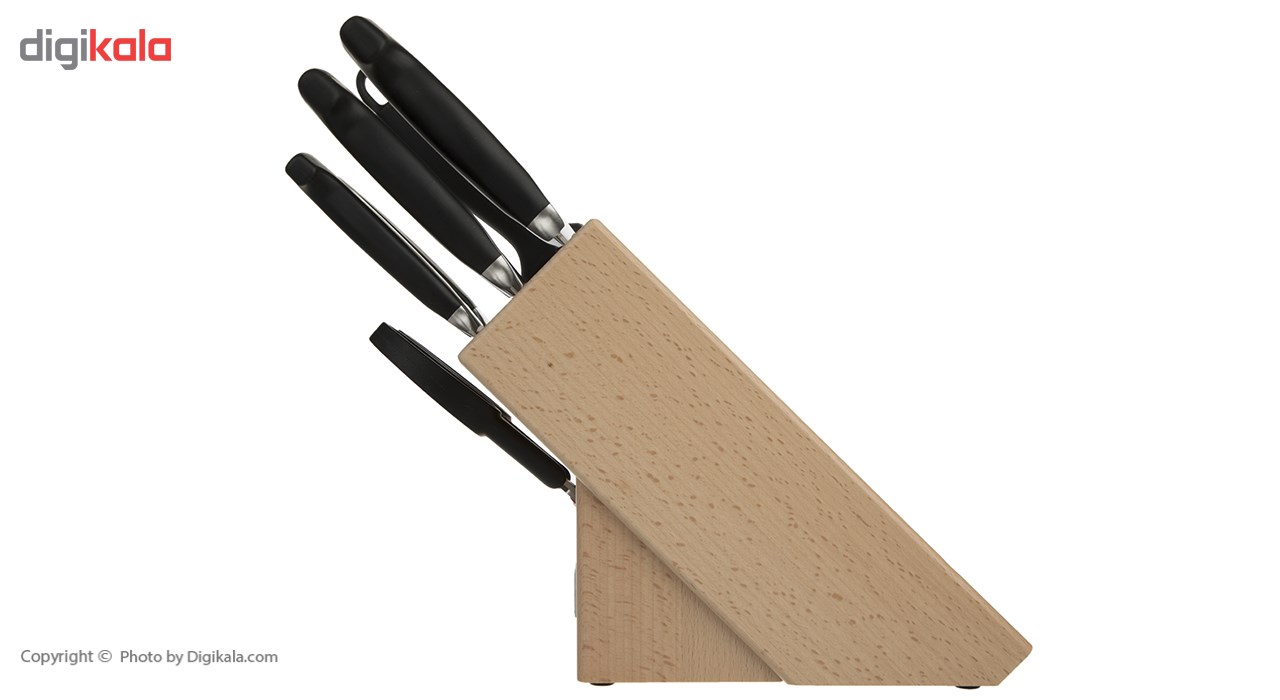 ست چاقوی آشپزخانه 7 پارچه زولینگ مدل Four Star Knife Block Wood Natural