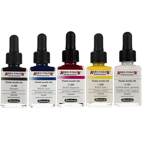 جوهر اکریلیک 5 رنگ اشمینک مدل Aero Color Proffessional حجم 28 میلی لیتر