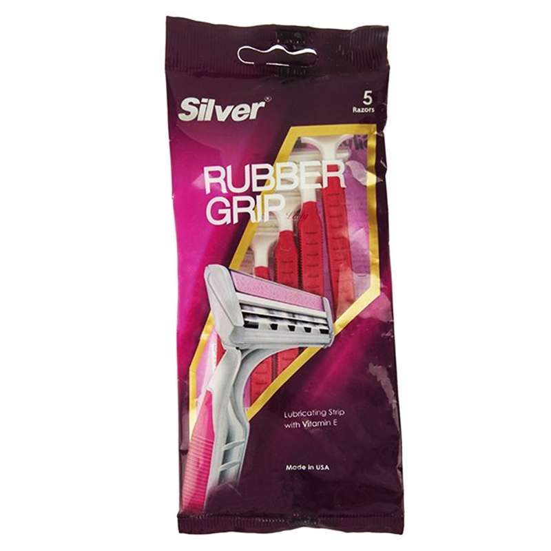 خود تراش سیلور مدل Rubber Grip بسته 5 عددی خود تراش سیلور مدل Rubber Grip بسته 5 عددی