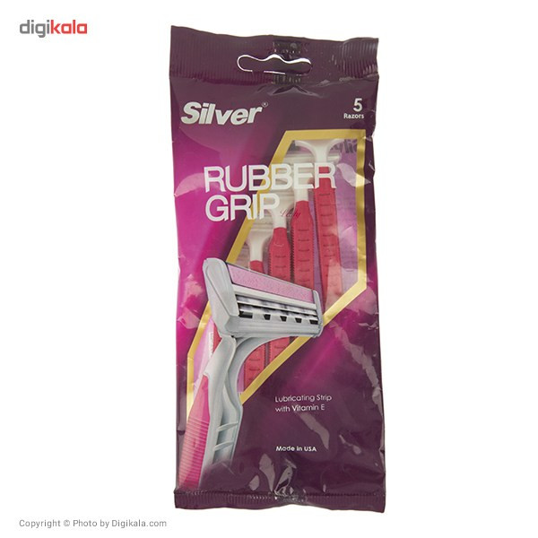 خود تراش سیلور مدل Rubber Grip بسته 5 عددی خود تراش سیلور مدل Rubber Grip بسته 5 عددی