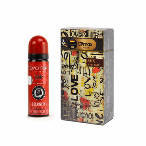 پک کاندوم تاخیری کلایمکس مدل Honey Milk 12 و اسپری تاخیری ایموشن مدل Eternity