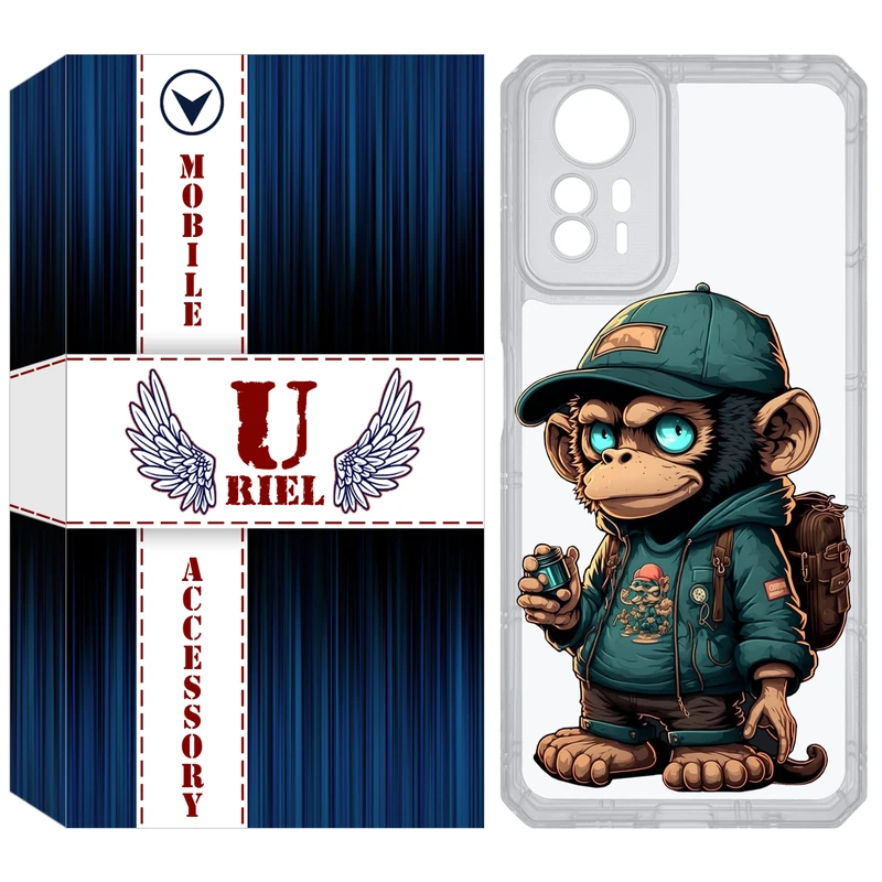 کاور یوریل مدل Clear کد 36 طرح میمون مناسب برای گوشی موبایل شیائومی Redmi Note 12S