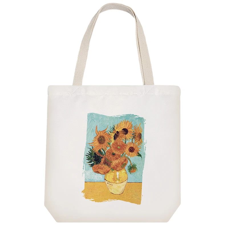 ساک خرید پارچه ای خندالو طرح گلهای آفتابگردان ونگوک مدل توت بگ کد 371