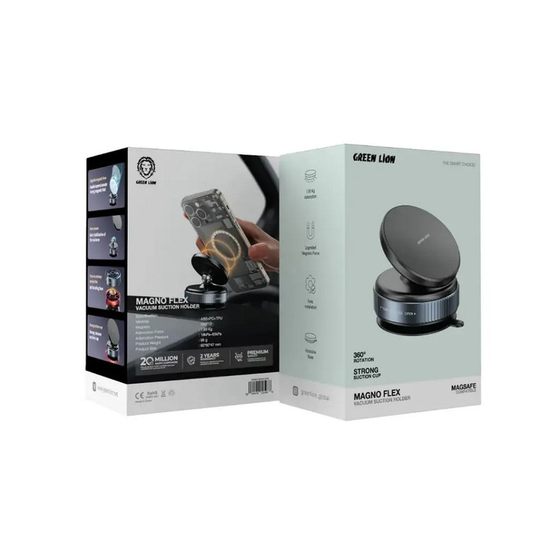 پایه نگهدارنده گوشی موبایل گرین لاین مدل Magno Flex Vacuum Suction Holder GNMGFXSHLDBK