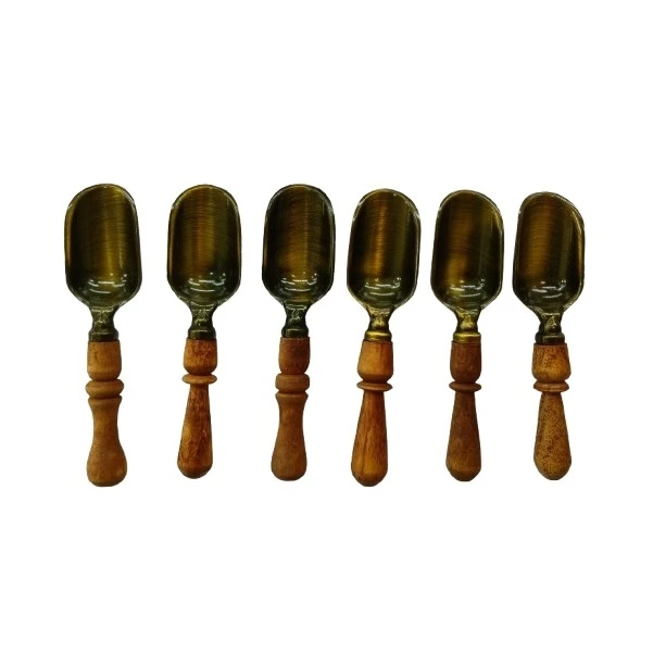 قاشق ادویه مدل دسته چوبی مجموعه ۶ عددی