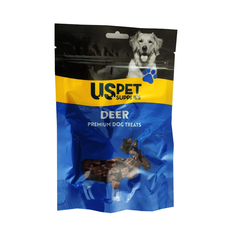 تشویقی سگ یو اس پت مدل مکعبی طعم گوشت گوزن وزن 100 گرم