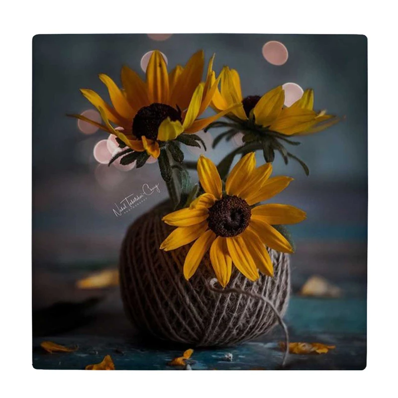 زیر لیوانی طرح گل و گلدان کاموایی کد    4018441_2388