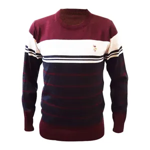 پلیور مردانه مدل یقه گرد خط دار کد P6009