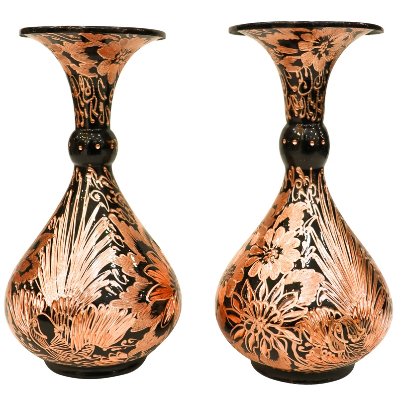 گلدان مسی مدل الماس تراش کد turnip22 بسته 2 عددی