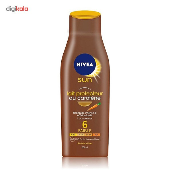 لوسیون آفتاب نیوآ مدل Sun Protector Milk Carotene Spf6 حجم 200 میلی لیتر