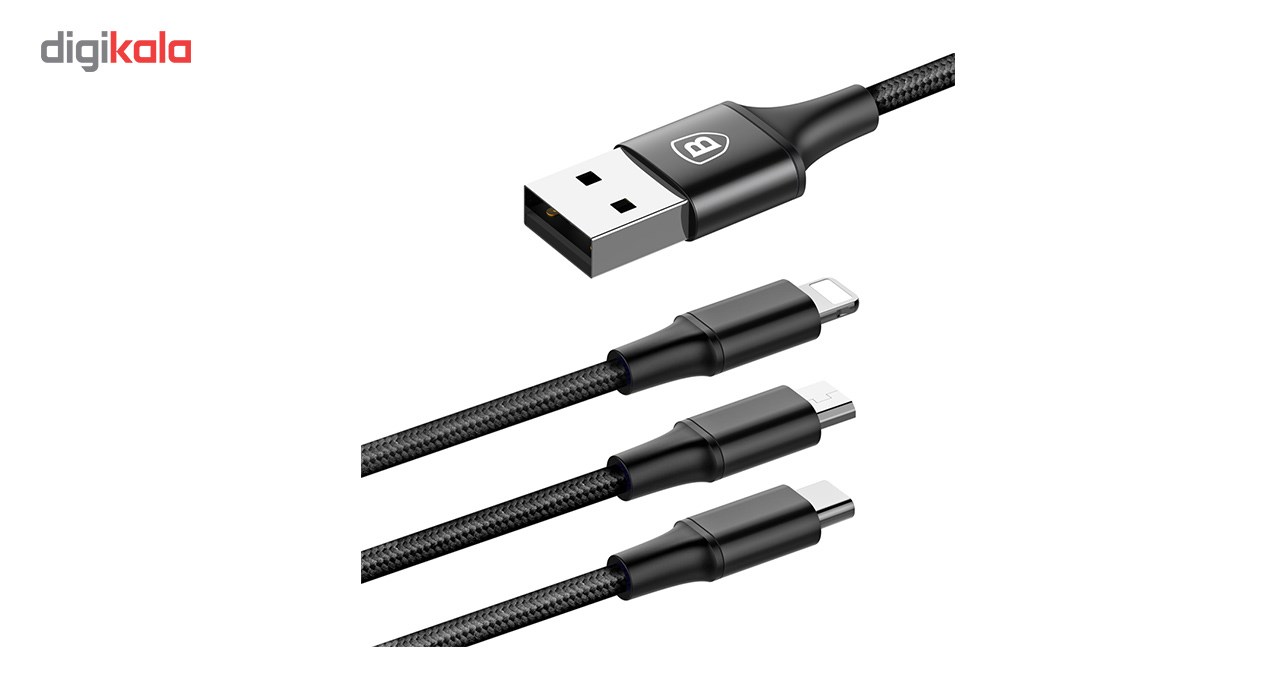 کابل تبدیل USB به microUSB/لایتنینگ/USB-C باسئوس مدل Rapid Series طول 1.2 متر