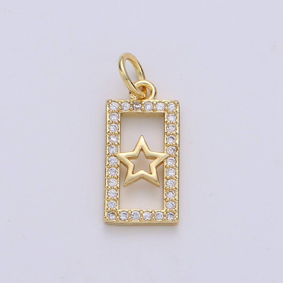 آویز گردنبند طلا 18 عیار زنانه قیراط طرح ستاره کد GH2838