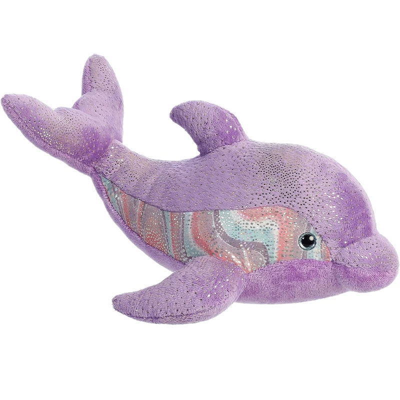 عروسک آرورا طرح دلفین مدل Aurora Destination Nation Sparkles Dolphin کد SZ13/1119 طول 40 سانتی‌متر
