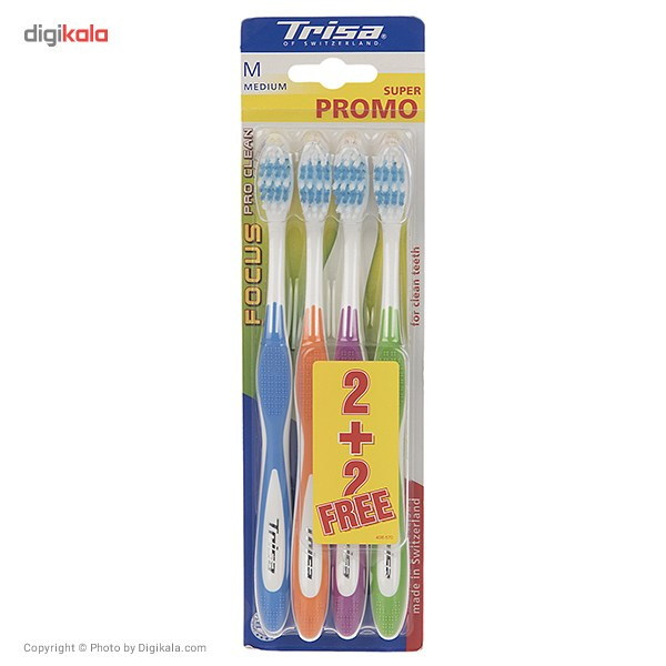 مسواک تریزا سری Super Promo مدل Focus Pro Clean با برس متوسط بسته 4 عددی