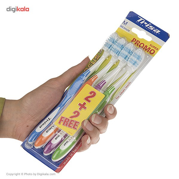 مسواک تریزا سری Super Promo مدل Focus Pro Clean با برس متوسط بسته 4 عددی