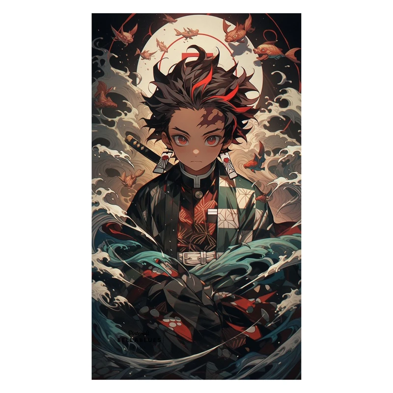 استیکر لپ تاپ و موبایل مدل انیمه طرح شیطان کش کامادو تانجیرو demon slayer kamado tanjiro کد 252