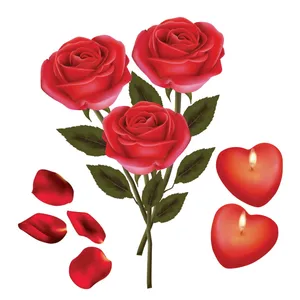 Zhivar Red Roses Flowers 3D Wall Sticker