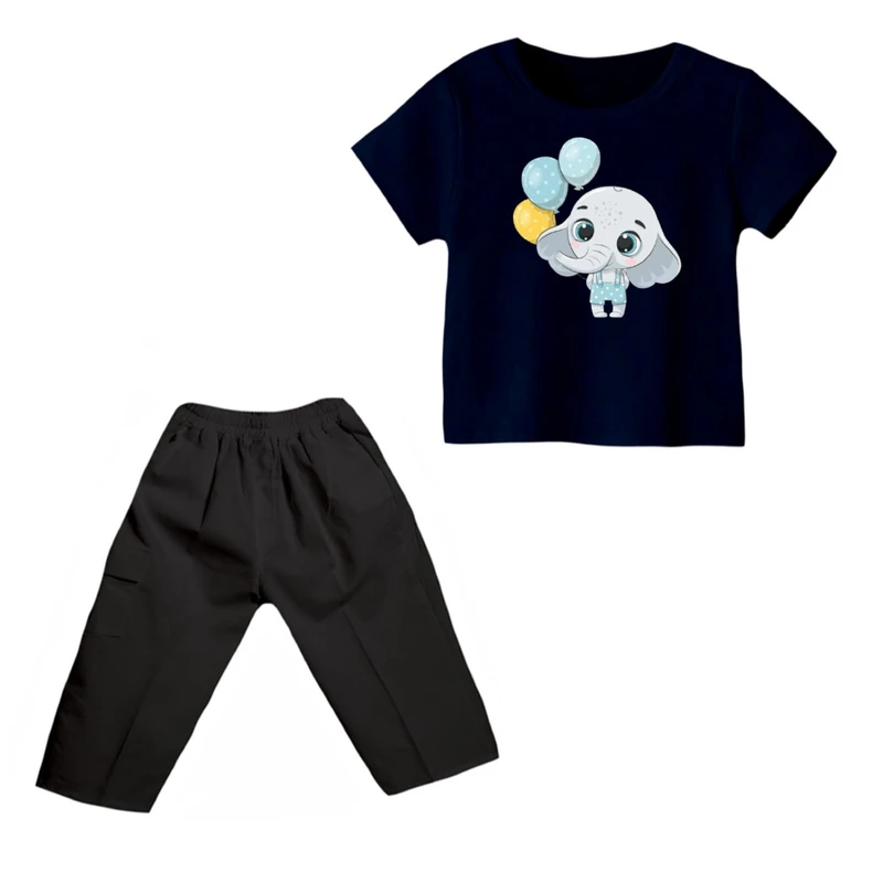 ست تی شرت و شلوارک دخترانه مدل فیل کد ۱۷