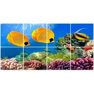 تایل سقفی طرح ماهی کد ST 3022-8 سایز 60x60 سانتی متر مجموعه 8عددی