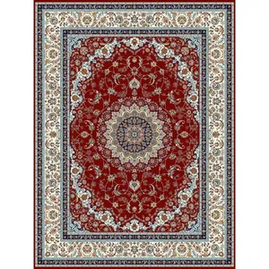 فرش ماشینی ساوین طرح نایین کد 4509 زمینه لاکی