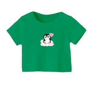 کراپ‌ تی‌شرت آستین کوتاه زنانه مدل پنگوین بادکنک کد 01