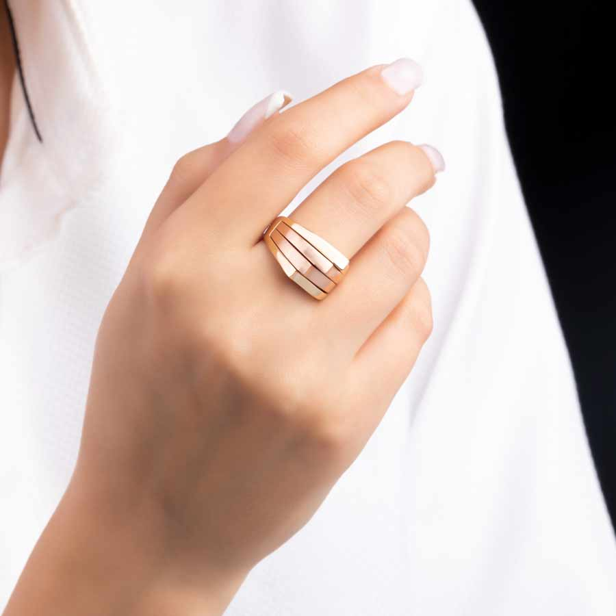 انگشتر طلا 18 عیار زنانه مدل آیینه ای