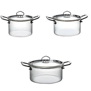 سرویس قابلمه شیشه ای 3 پارچه مدل دسته استیل N33،N34،N35