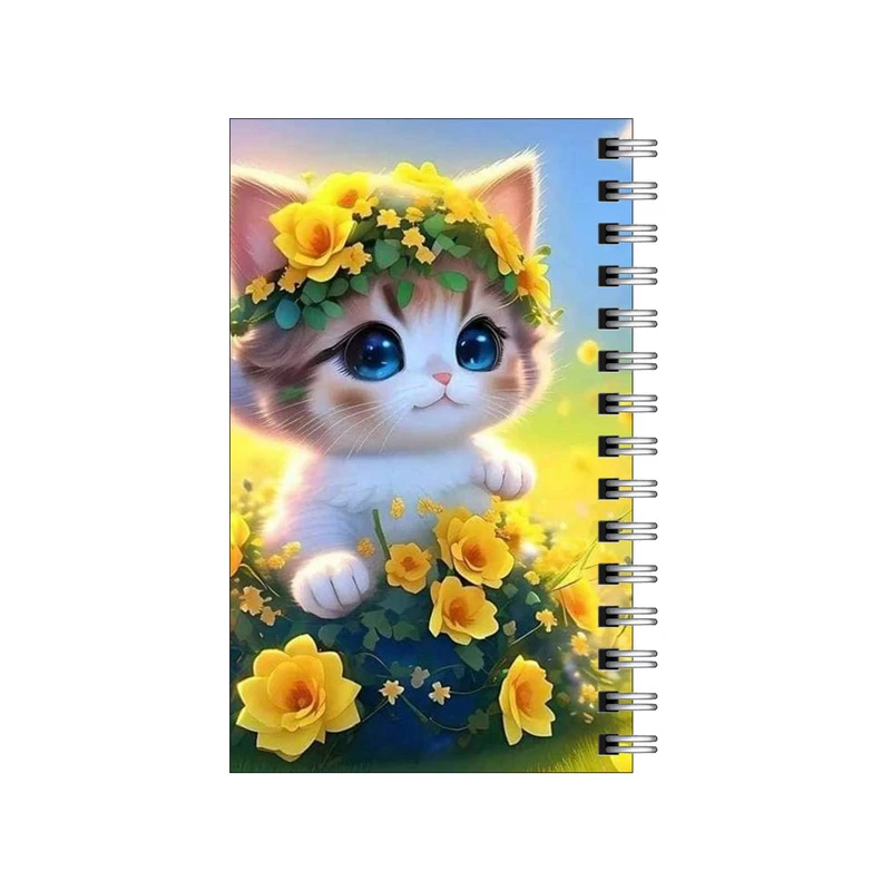 دفترچه یادداشت مدل to do list طرح گربه با تاج گل کد 2578231