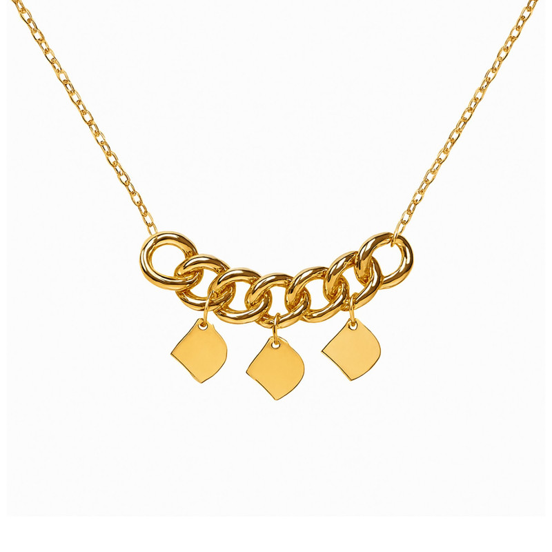 گردنبند طلا 18 عیار زنانه با زنجیر حلقهای (فلامینگو) گالری قو طلایی مدل کارتیه لامینور