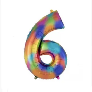 بادکنک فویلی مدل عدد 6 هفت رنگ