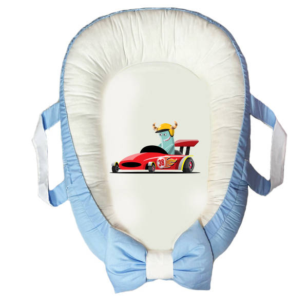 سرویس خواب سه تکه نوزاد مدل گارد محافظ دار طرح ماشین مسابقه کد 034