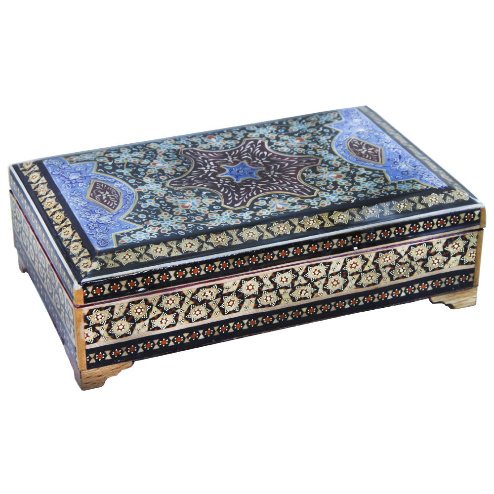جعبه جواهرات خاتم کاری مدل 1422 طرح تذهیب کد 73726