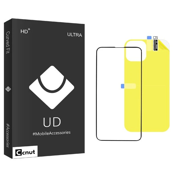محافظ صفحه نمایش شیشه ای کوکونات مدل UDB مناسب برای گوشی موبایل اپل iPhone 14  به همراه محافظ پشت گوشی