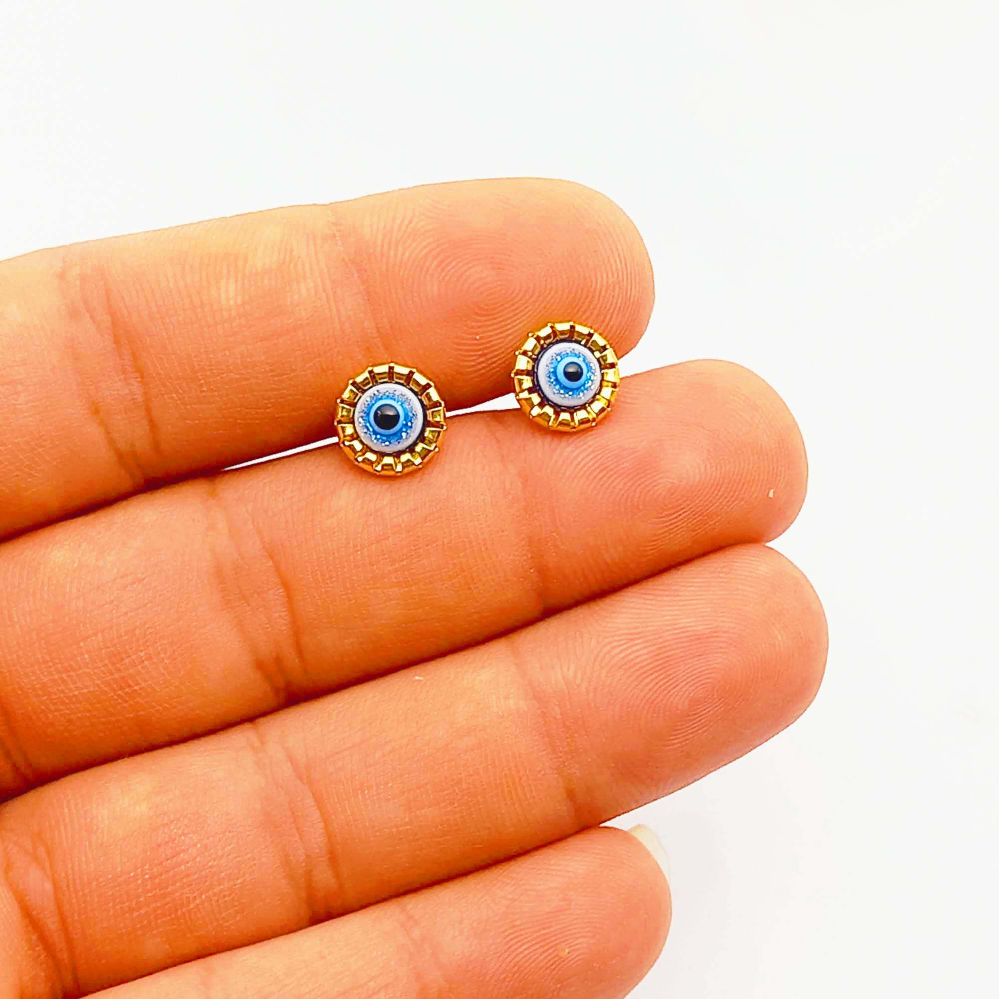 گوشواره زنانه طرح چشم زخم مدل اکلیلی کد 772GUZ گوشواره زنانه طرح چشم زخم مدل اکلیلی کد 772GUZ