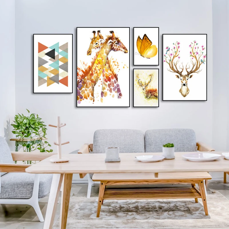 تابلو مدل دکوراتیو طرح حیوانات 2004 مجموعه 5 عددی