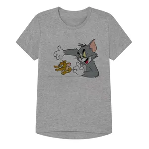 تی شرت آستین کوتاه پسرانه مدل  تام و جری کد SH03  رنگ طوسی