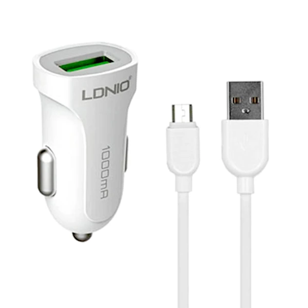 شارژر فندکی 12 وات الدینیو مدل C17 به همراه کابل microUSB