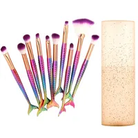 ست برس آرایشی مدل پری دریایی مجموعه 10 عددی به همراه&nbsp;استند لوازم آرایشی