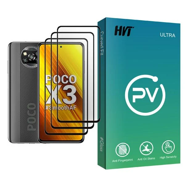 محافظ صفحه نمایش اچ وی تی مدل PV Glass MIX003 مناسب برای گوشی موبایل شیائومی Poco X3 بسته سه عددی