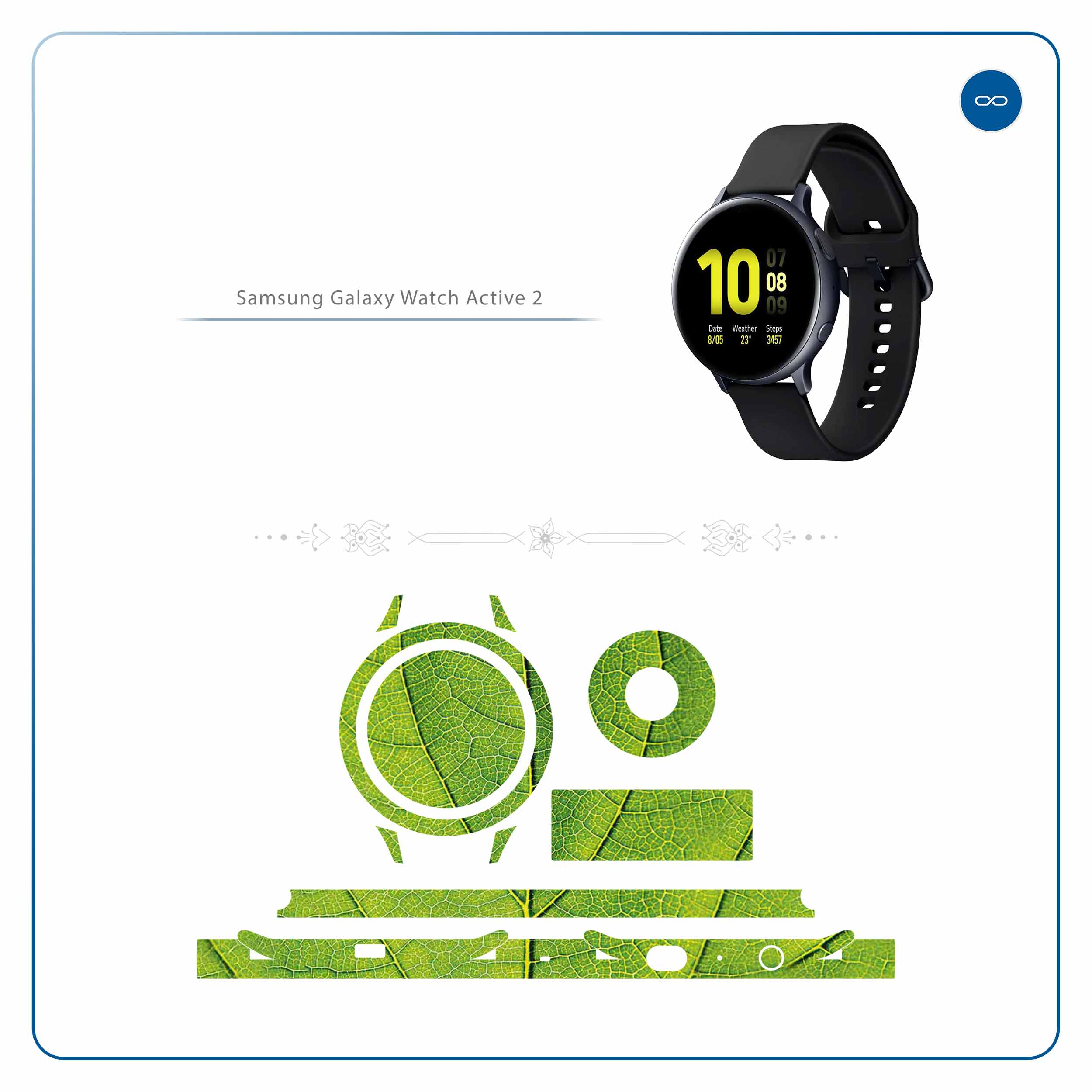 برچسب ماهوت طرح Leaf-Texture مناسب برای ساعت هوشمند سامسونگ Galaxy Watch Active 2 44mm