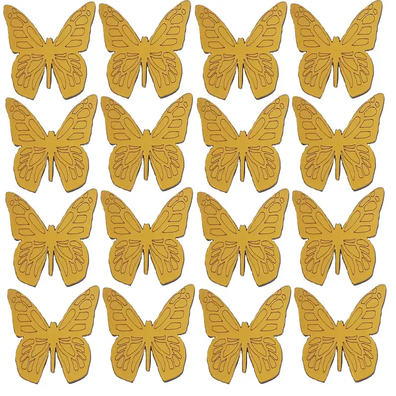 دکوری طرح پروانه تزئینی مدل Gold20 بسته 16 عددی