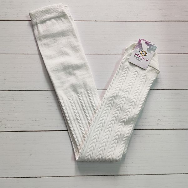 جوراب ساق بلند زنانه تن پوش هنگامه مدل گل برجسته گندمی کد W11 -  - 2